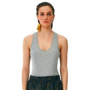 Tibi T-Shirt Racerback Bodysuit, Gray, Size S
